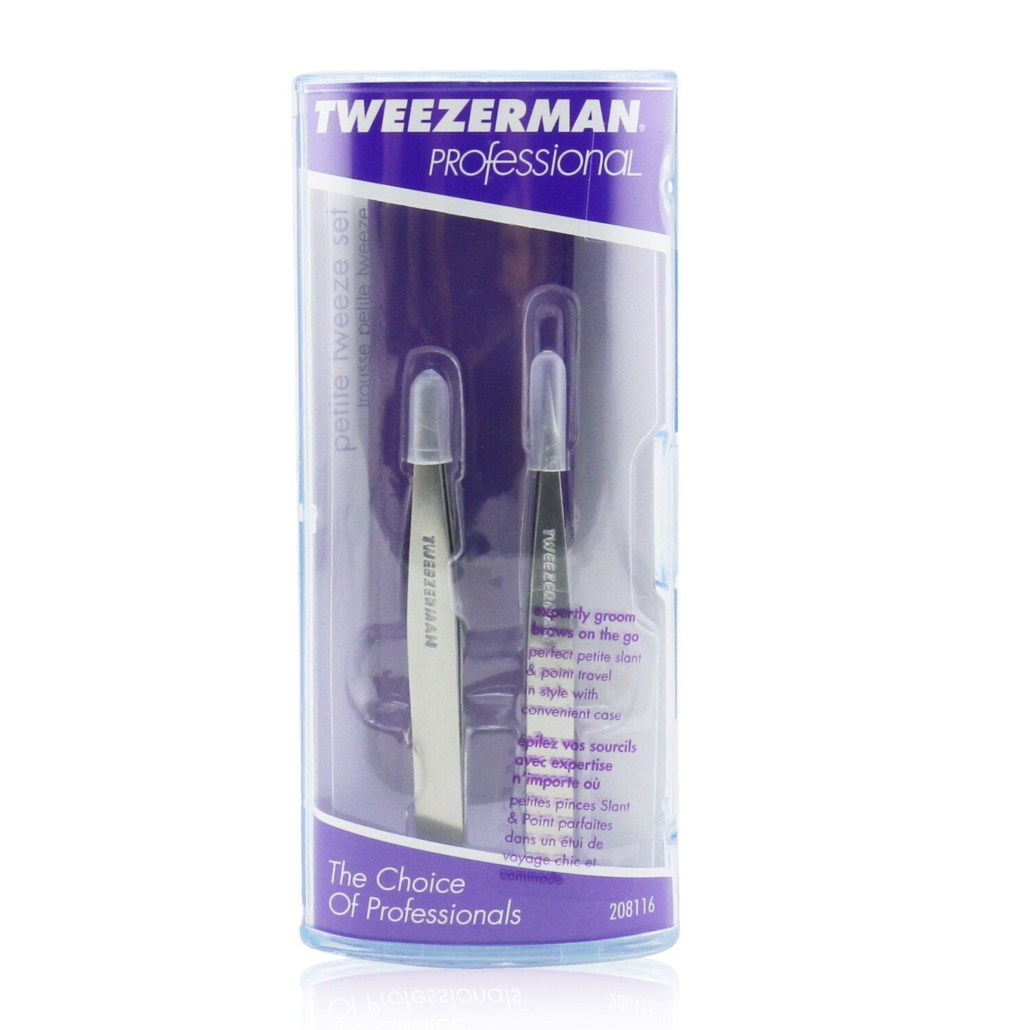 Tweezerman/ツィーザーマン+プロフェッショナル プチ ツイーズ セット: スラント ツイーザー+ポイント ツイーザー(ラベンダーレザーケース入り)+'- (With Lavendar Leather Case) ブランドコスメ